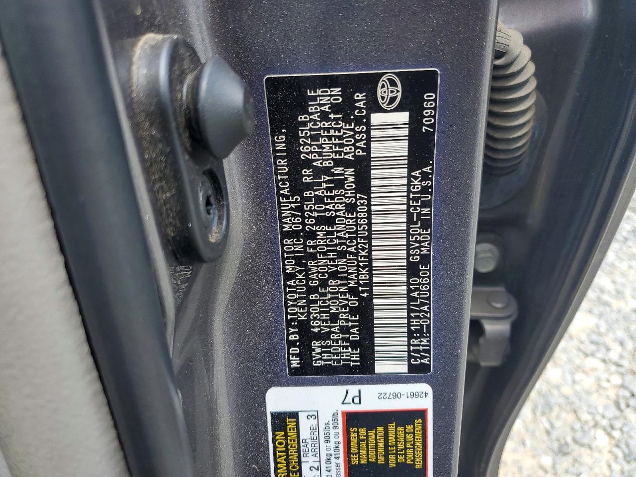 2015 TOYOTA CAMRY XLE V6 photo 34