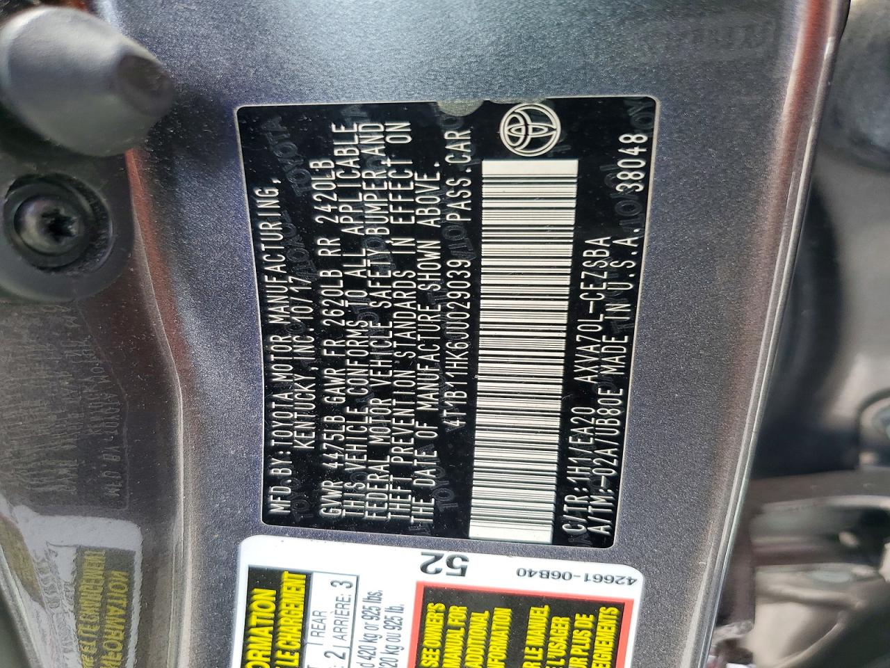 2018 TOYOTA CAMRY SE photo 13