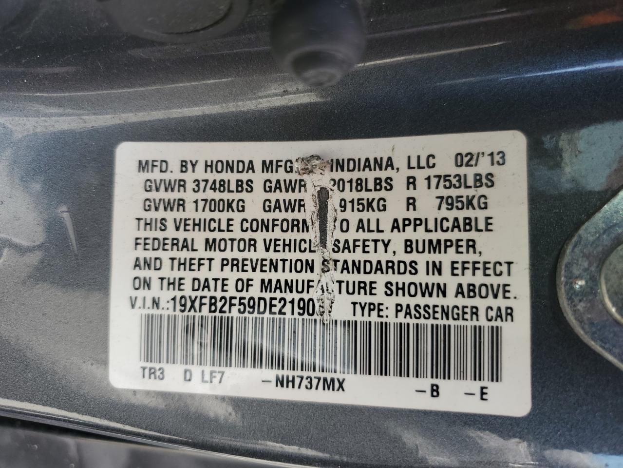 2013 HONDA CIVIC LX photo 25