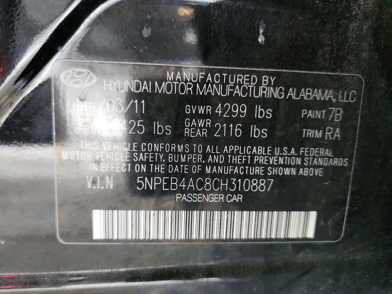 2012 HYUNDAI SONATA GLS photo 23