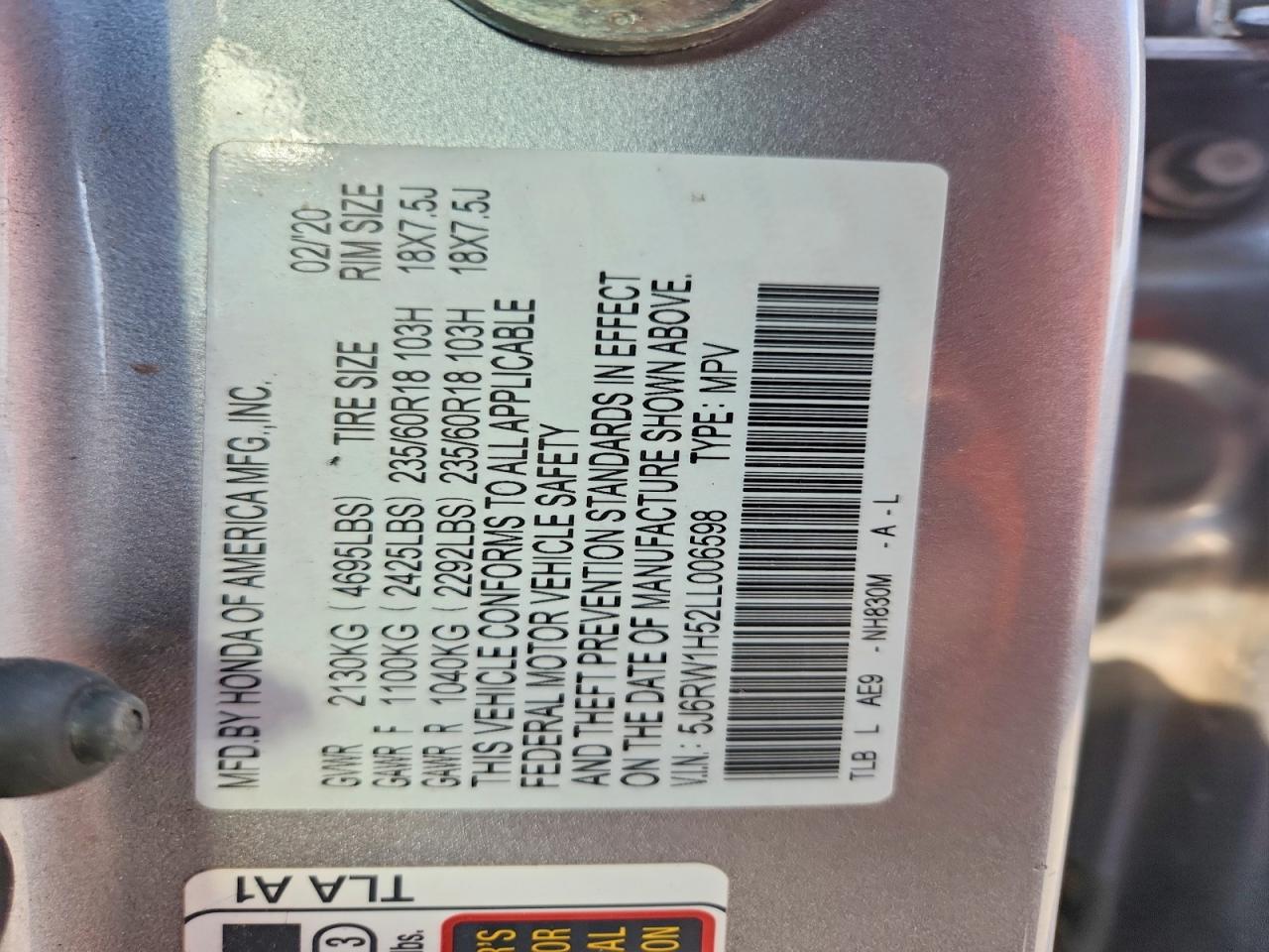 2020 HONDA CR-V EX photo 25