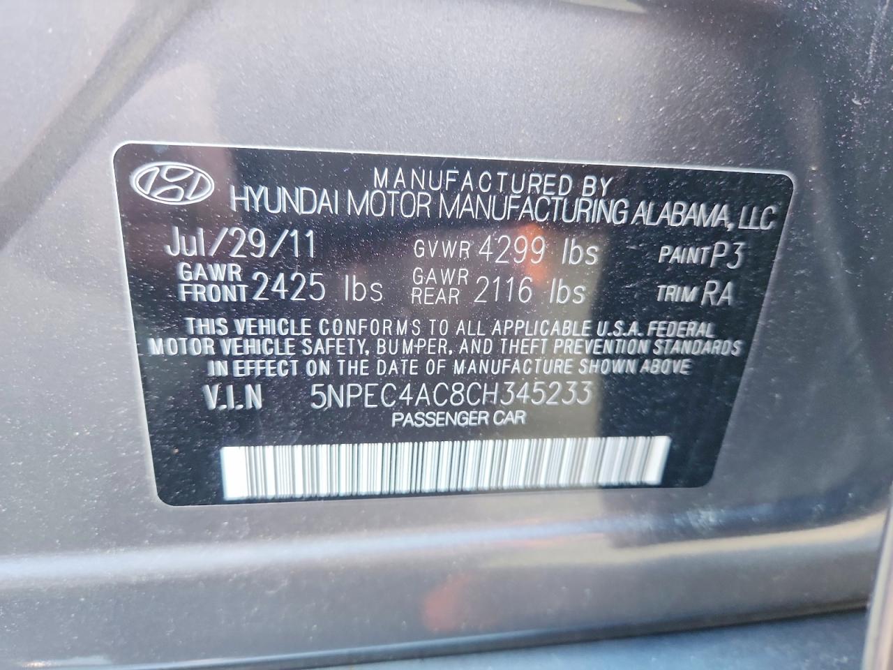 2012 HYUNDAI SONATA LIMITED photo 12
