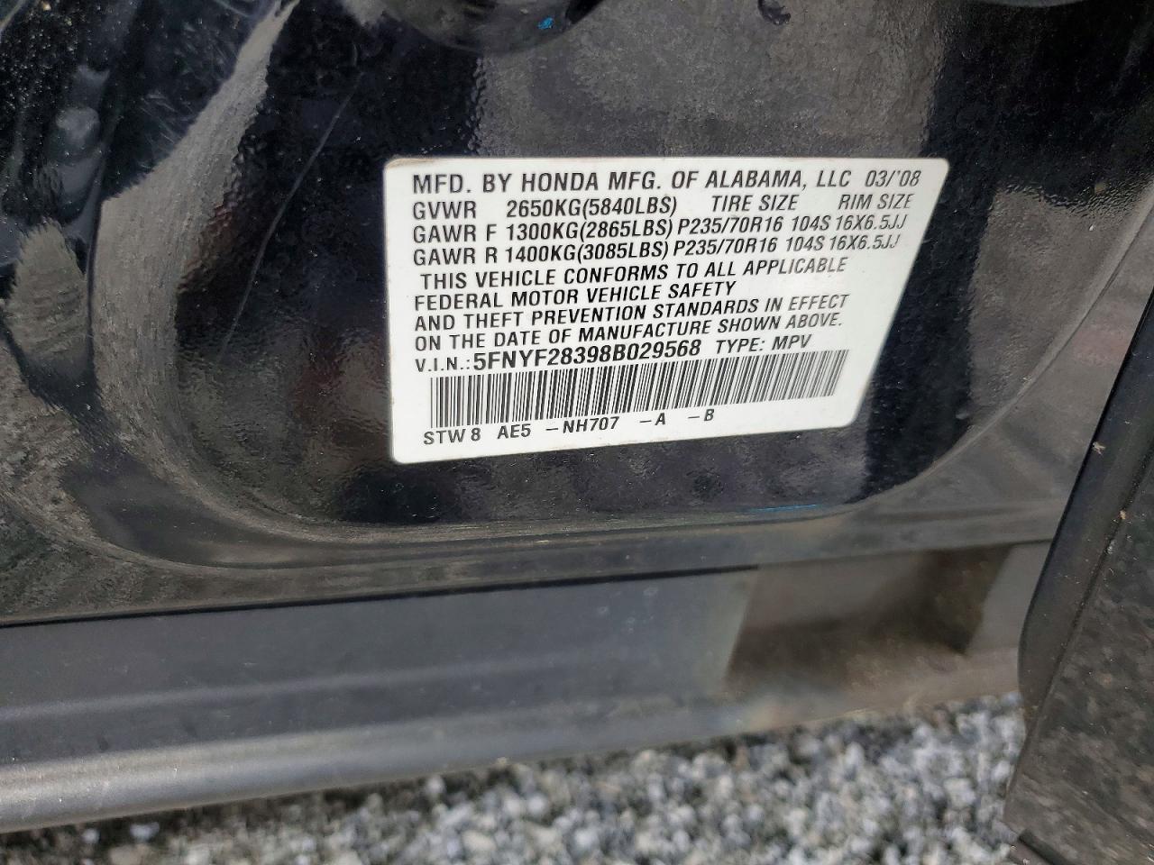 2008 HONDA PILOT SE photo 13