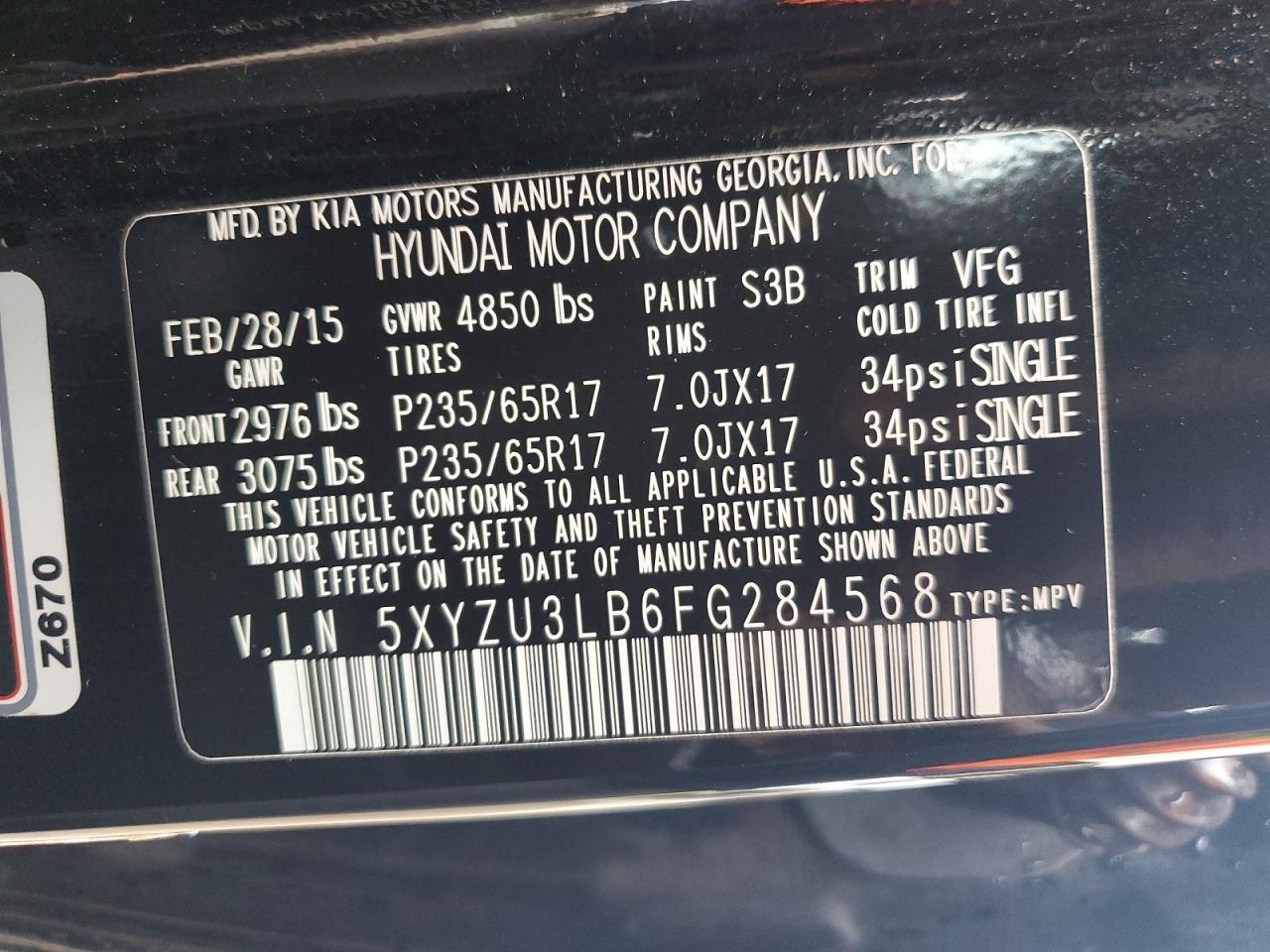 2015 HYUNDAI SANTA FE SPORT 2.4L photo 25