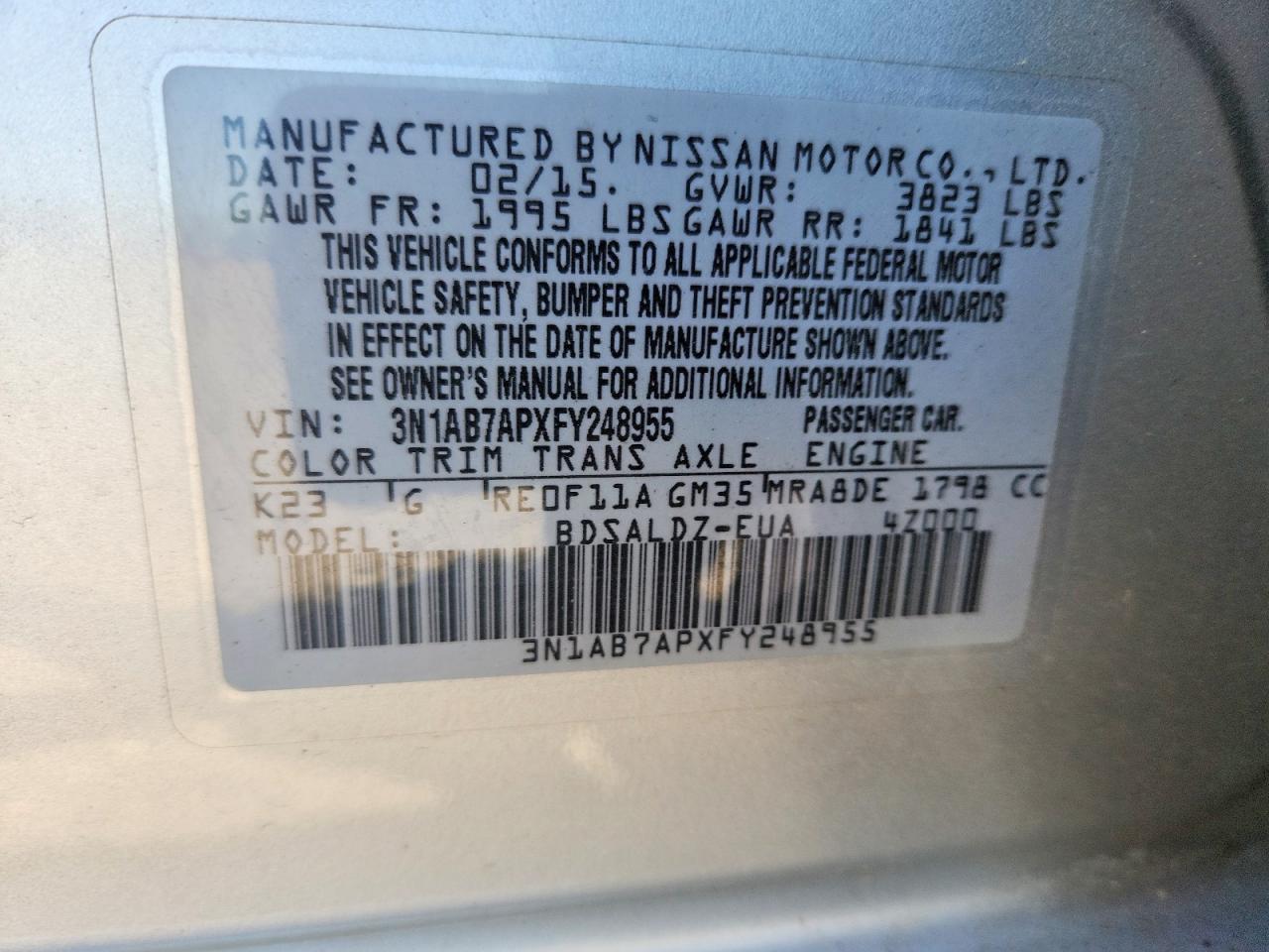 2015 NISSAN SENTRA SV photo 12