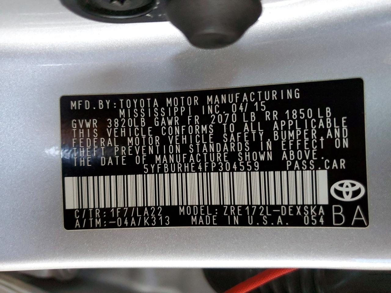 2015 TOYOTA COROLLA S PREMIUM photo 23