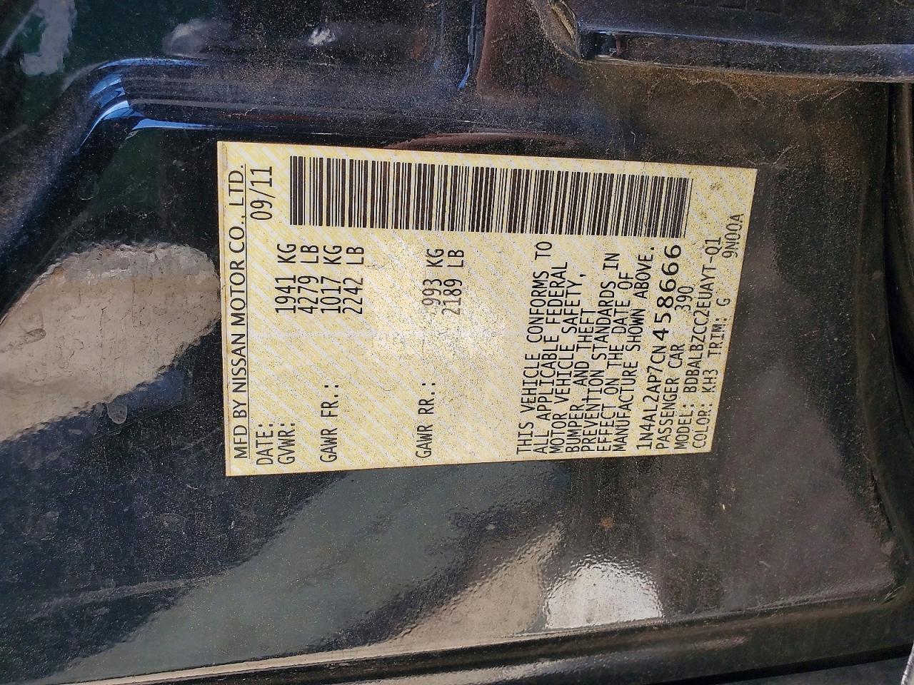 2012 NISSAN ALTIMA 2.5 photo 12