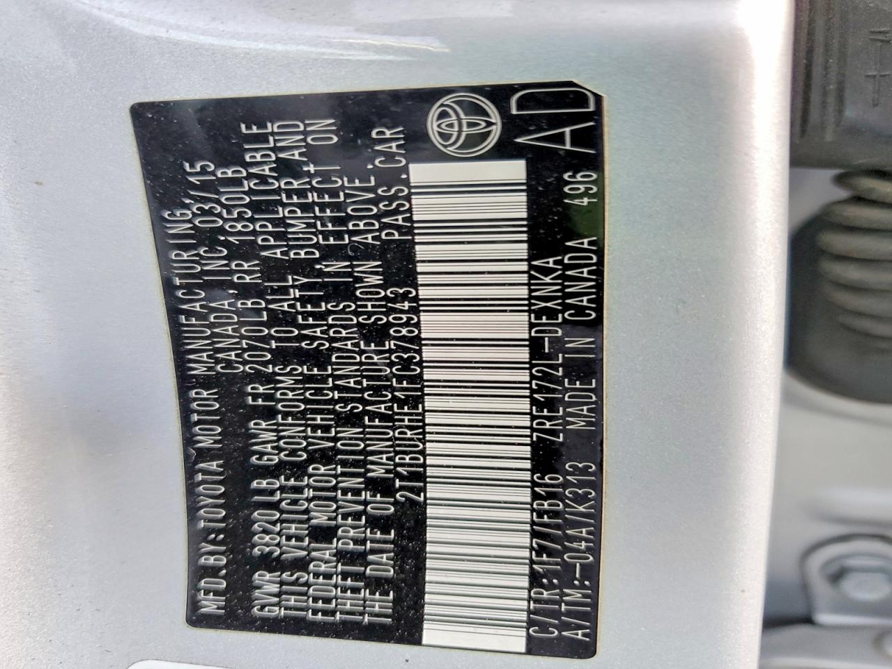 2015 TOYOTA COROLLA LE photo 34