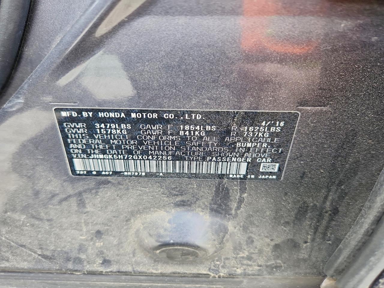 2016 HONDA FIT EX photo 12