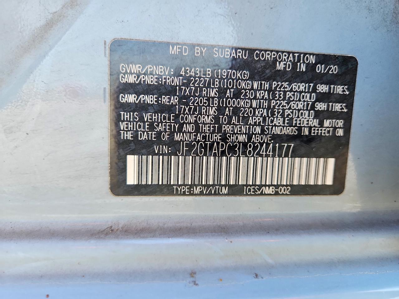 2020 SUBARU CROSSTREK PREMIUM photo 37