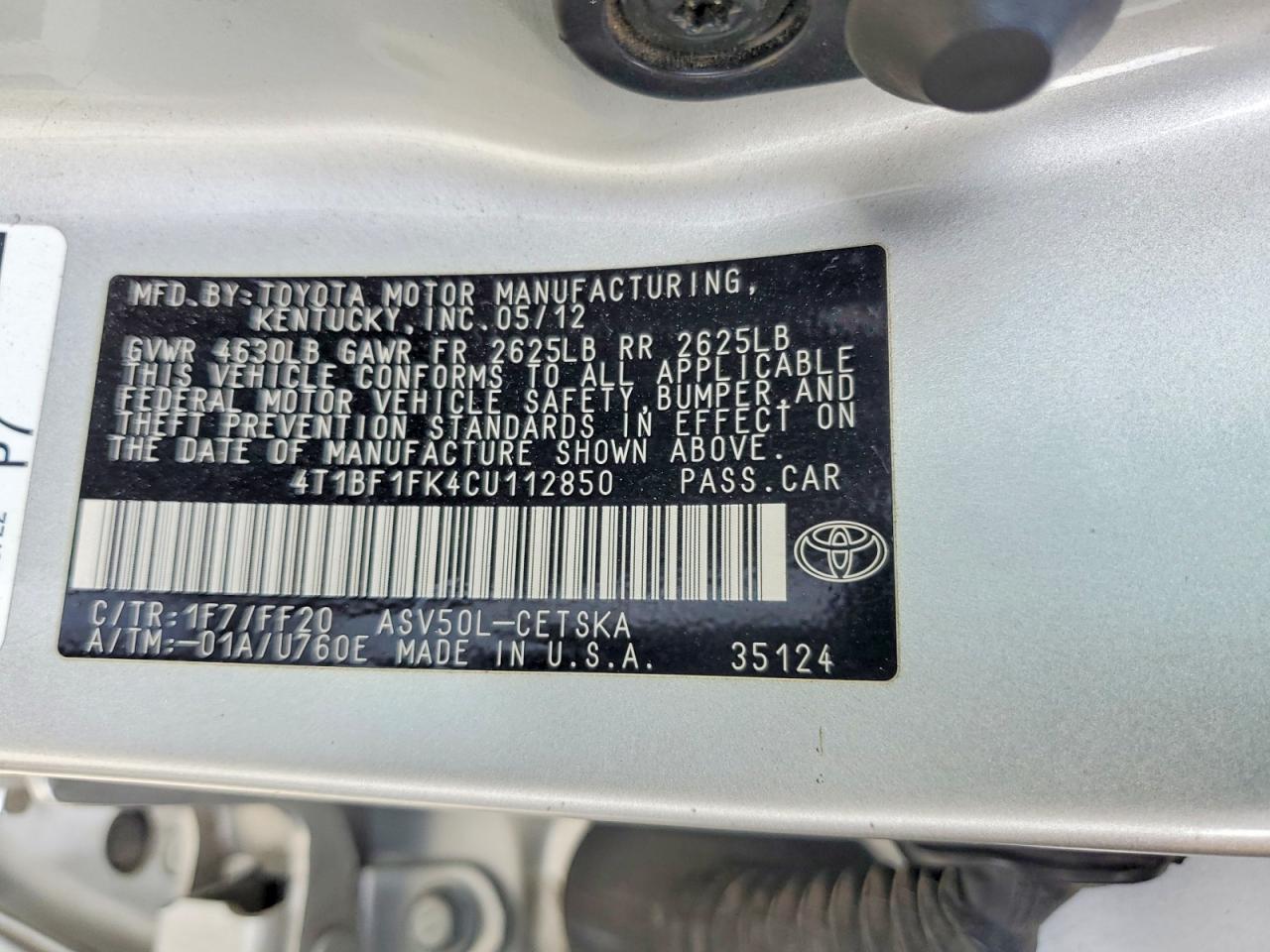 2012 TOYOTA CAMRY SE photo 34