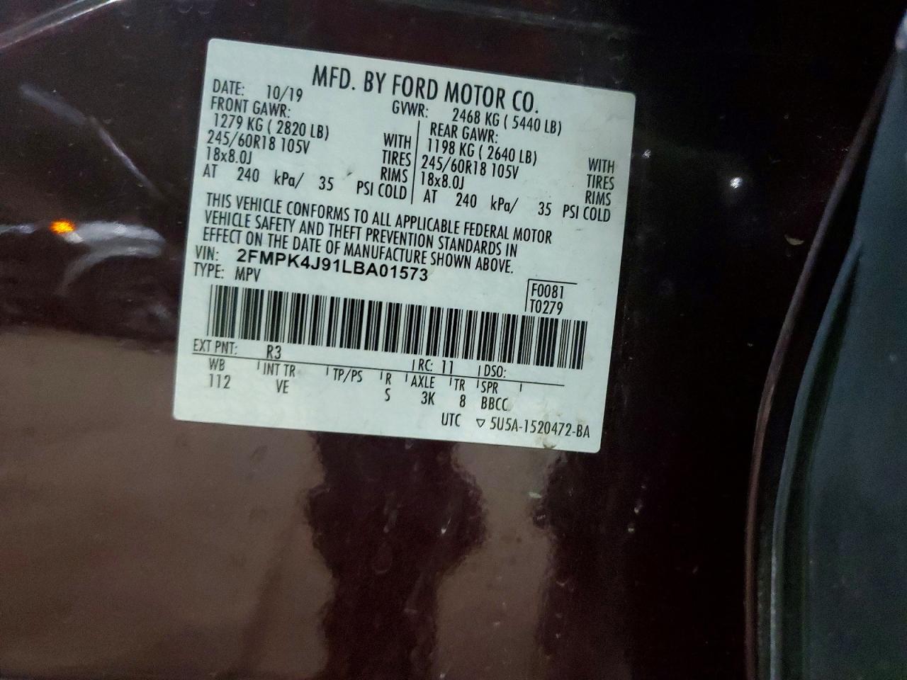 2020 FORD EDGE SEL photo 27