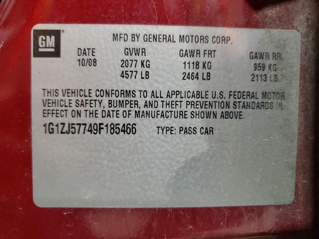 2009 CHEVROLET MALIBU 2LT photo 12