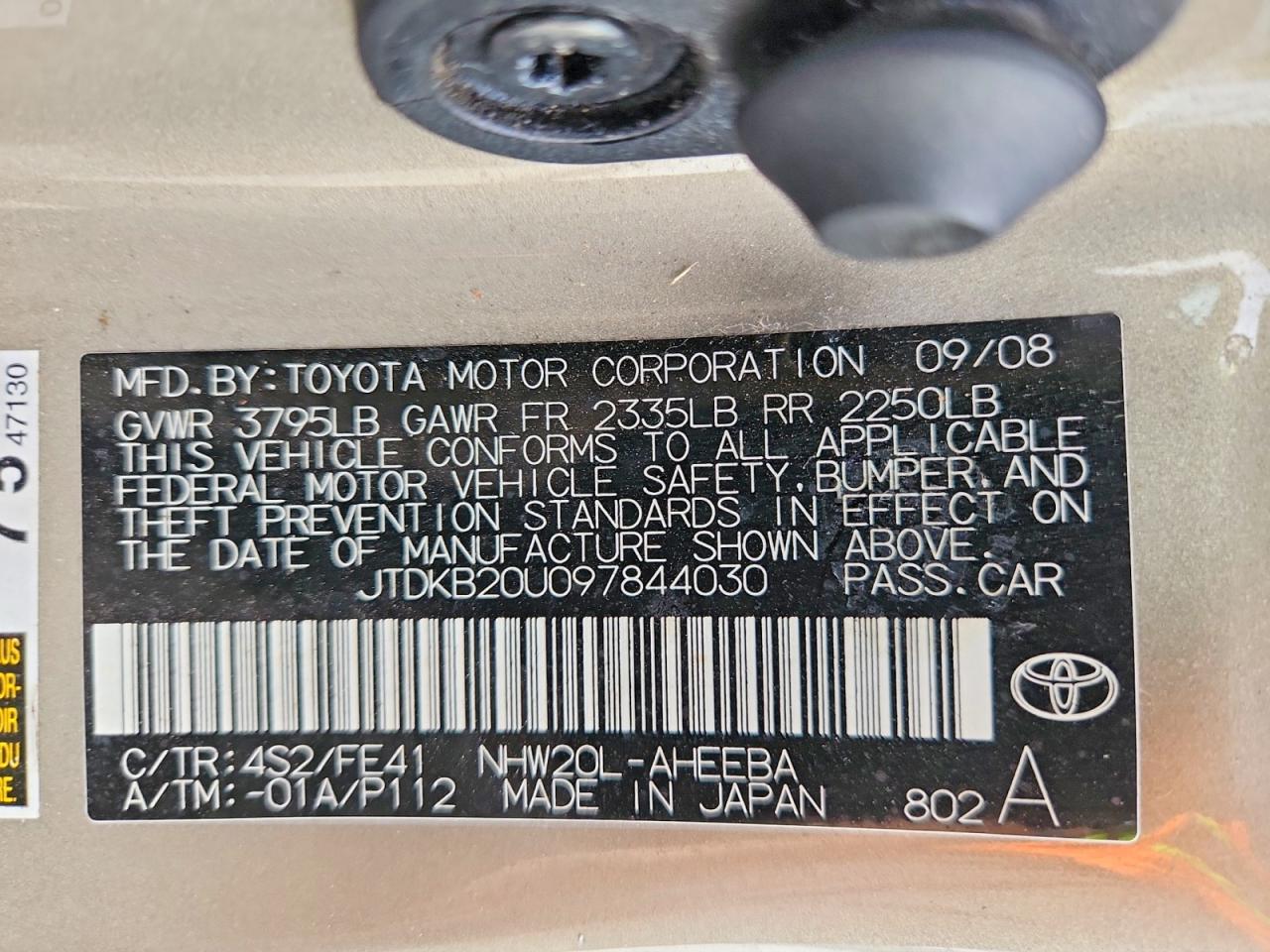 2009 TOYOTA PRIUS BASE photo 40