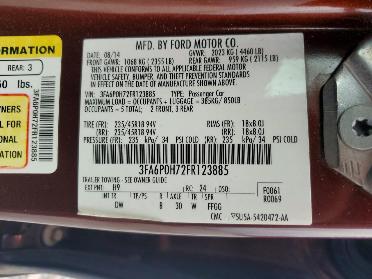 2015 FORD FUSION SE photo 34