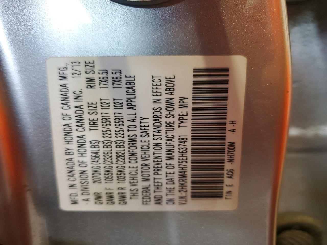 2014 HONDA CR-V EXL photo 13