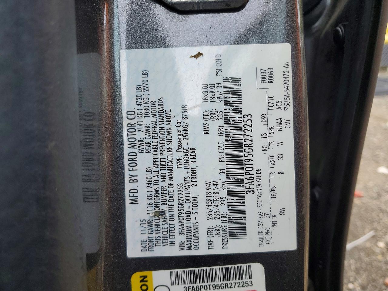 2016 FORD FUSION SE photo 12