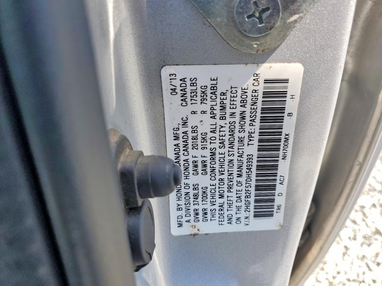 2013 HONDA CIVIC LX photo 34
