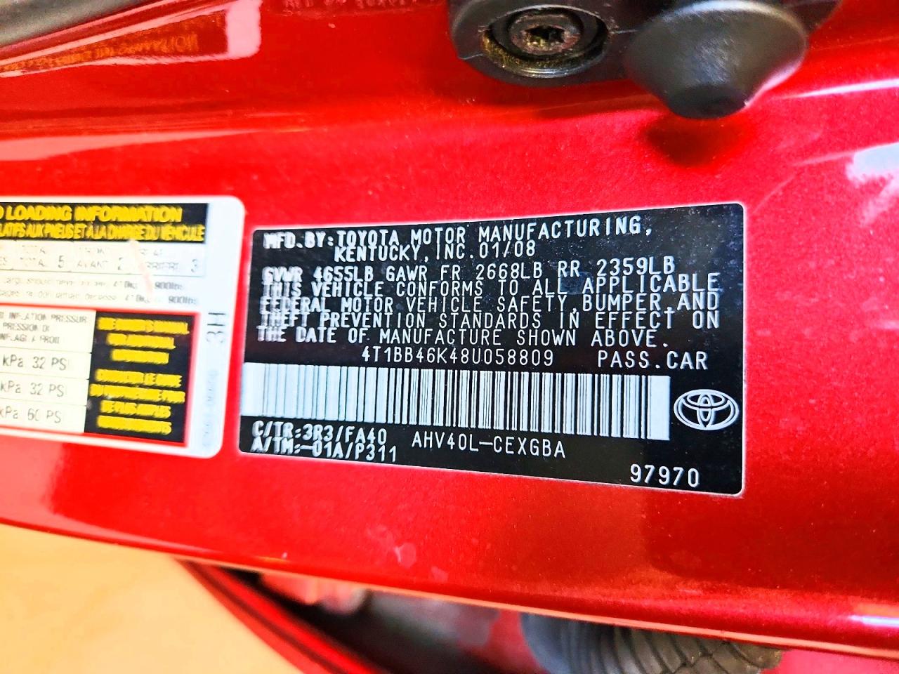 2008 TOYOTA CAMRY HYBRID photo 12