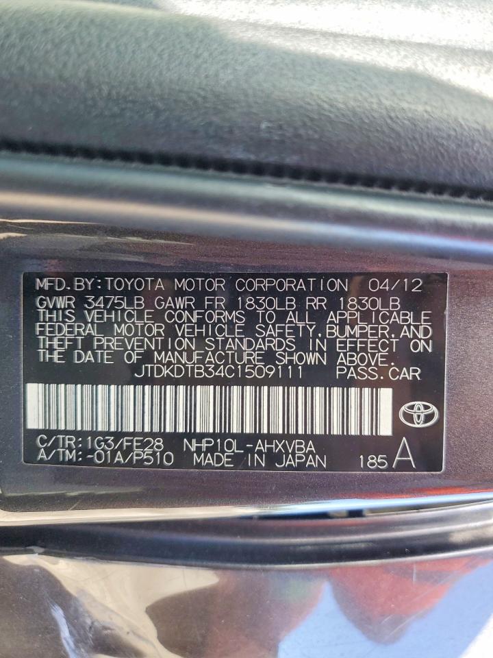 2012 TOYOTA PRIUS C ONE photo 12