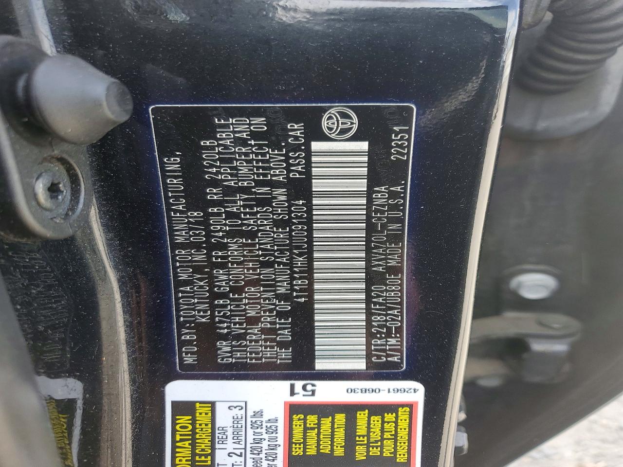 2018 TOYOTA CAMRY LE photo 23