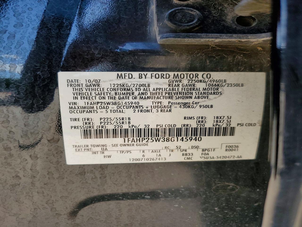 2008 FORD TAURUS LIMITED photo 23