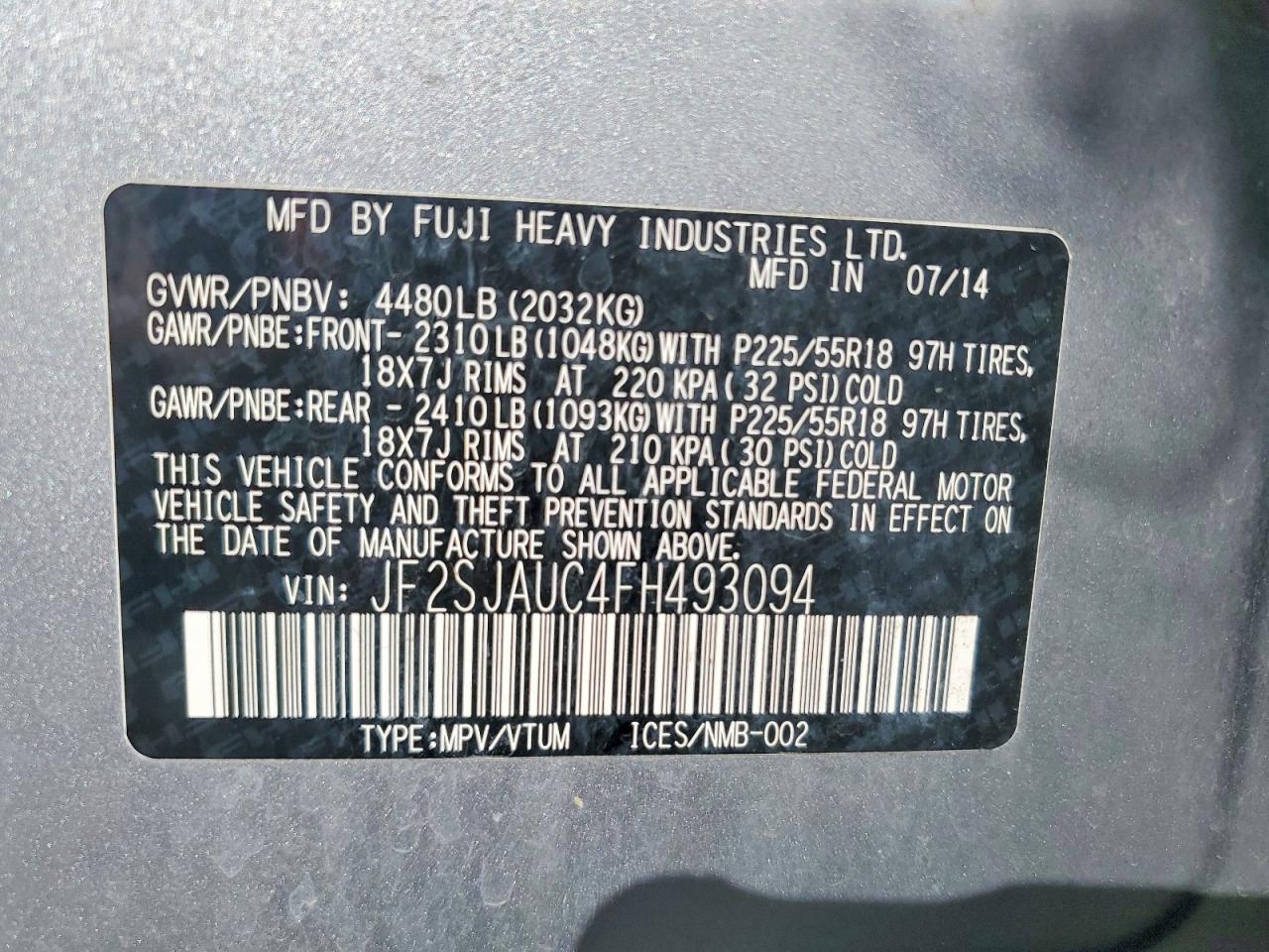 2015 SUBARU FORESTER 2.5I TOURING photo 37