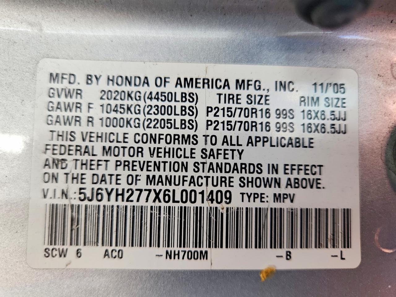 2006 HONDA ELEMENT EX photo 14