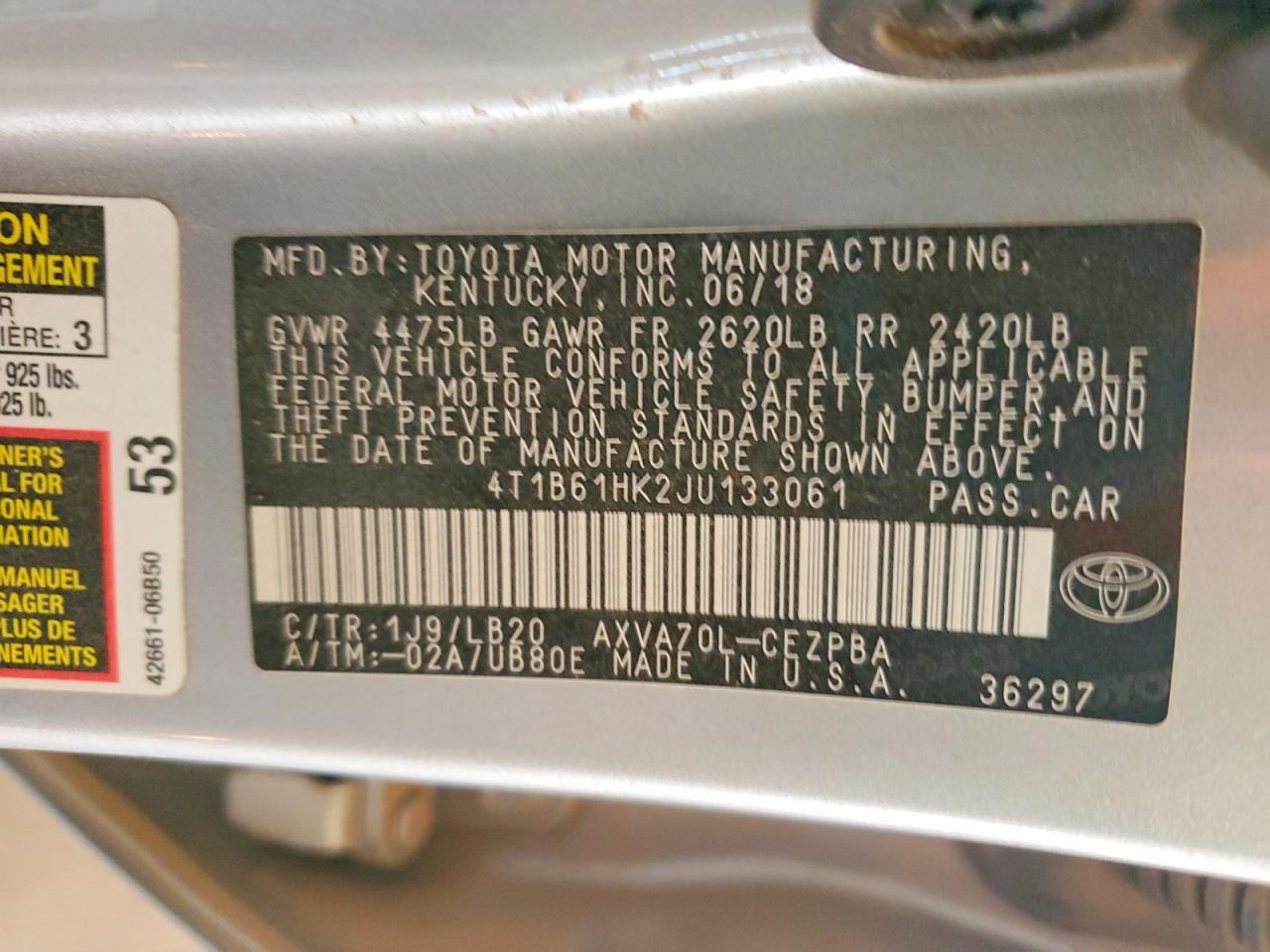 2018 TOYOTA CAMRY XSE photo 23