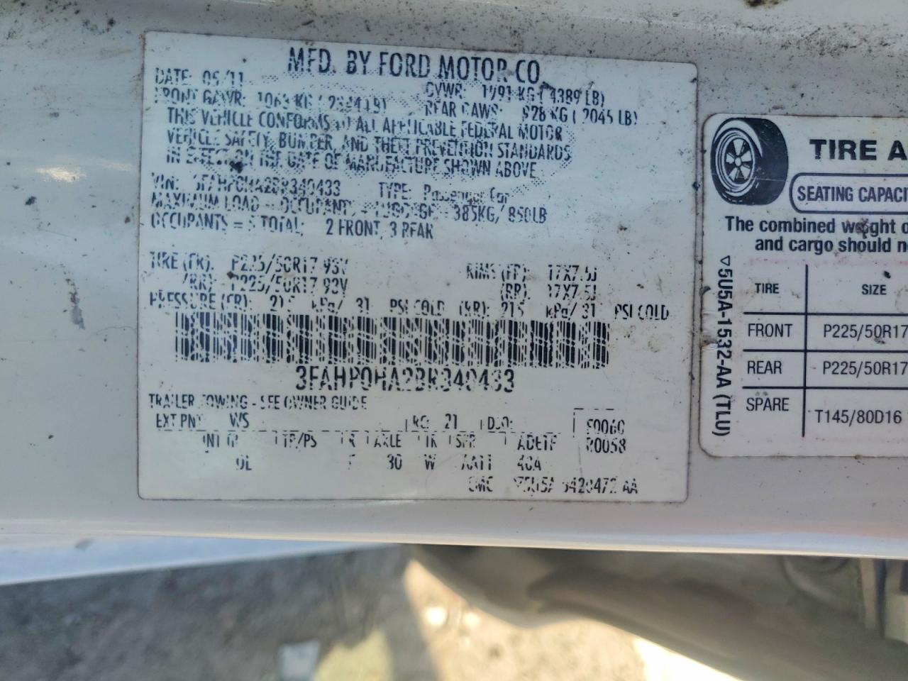 2011 FORD FUSION SE photo 25
