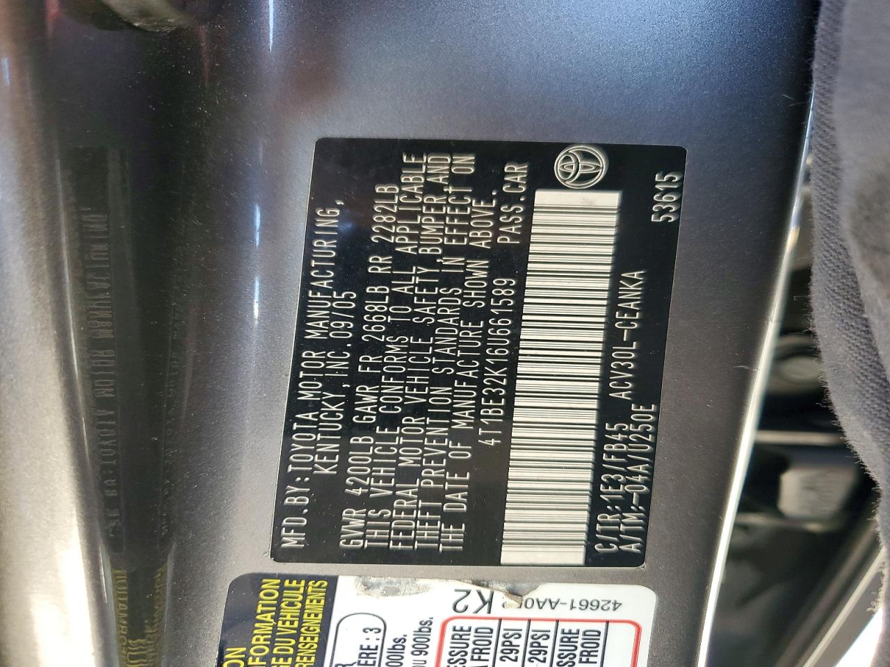 2006 TOYOTA CAMRY LE photo 12