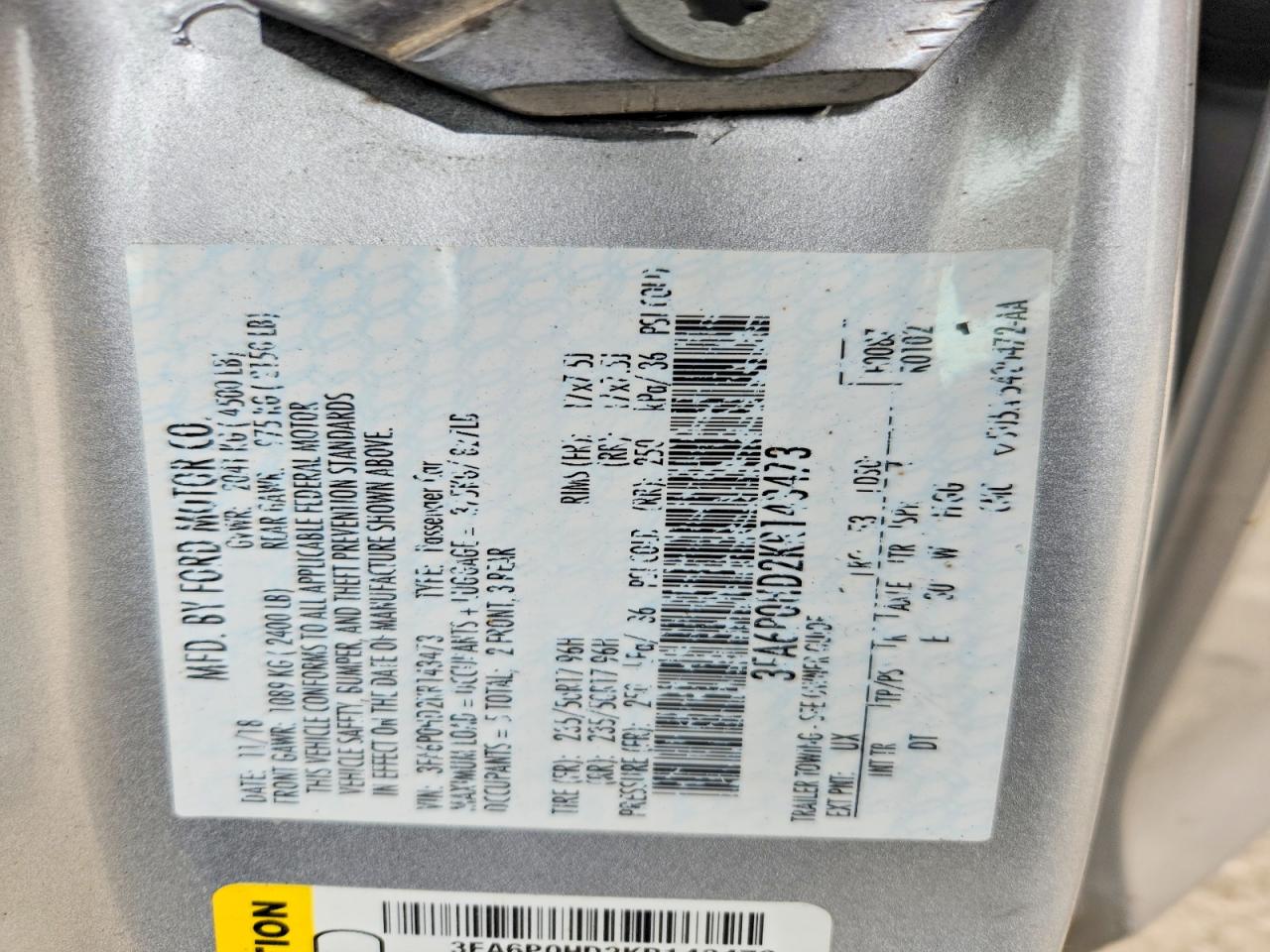 2019 FORD FUSION SE photo 25