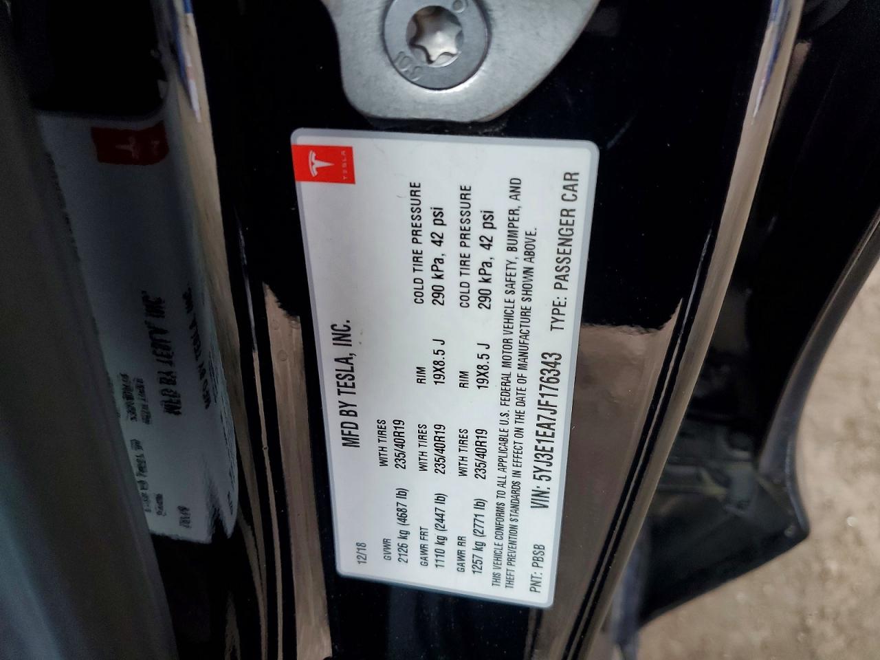 2018 TESLA MODEL 3 photo 13