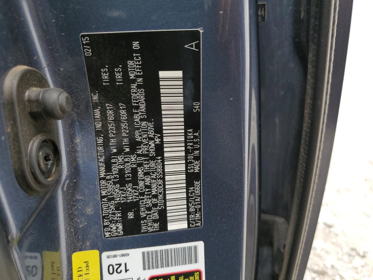 2015 TOYOTA SIENNA XLE photo 25