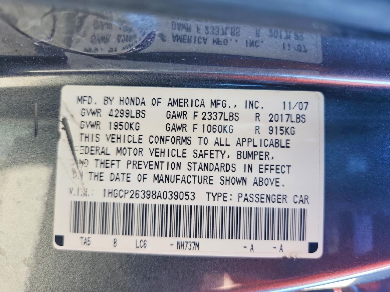 2008 HONDA ACCORD LX photo 23