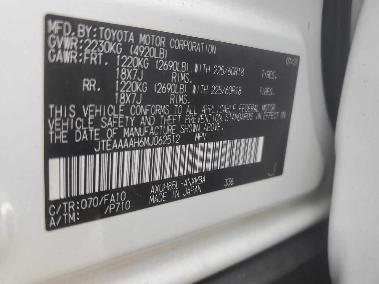 2021 TOYOTA VENZA LE photo 27