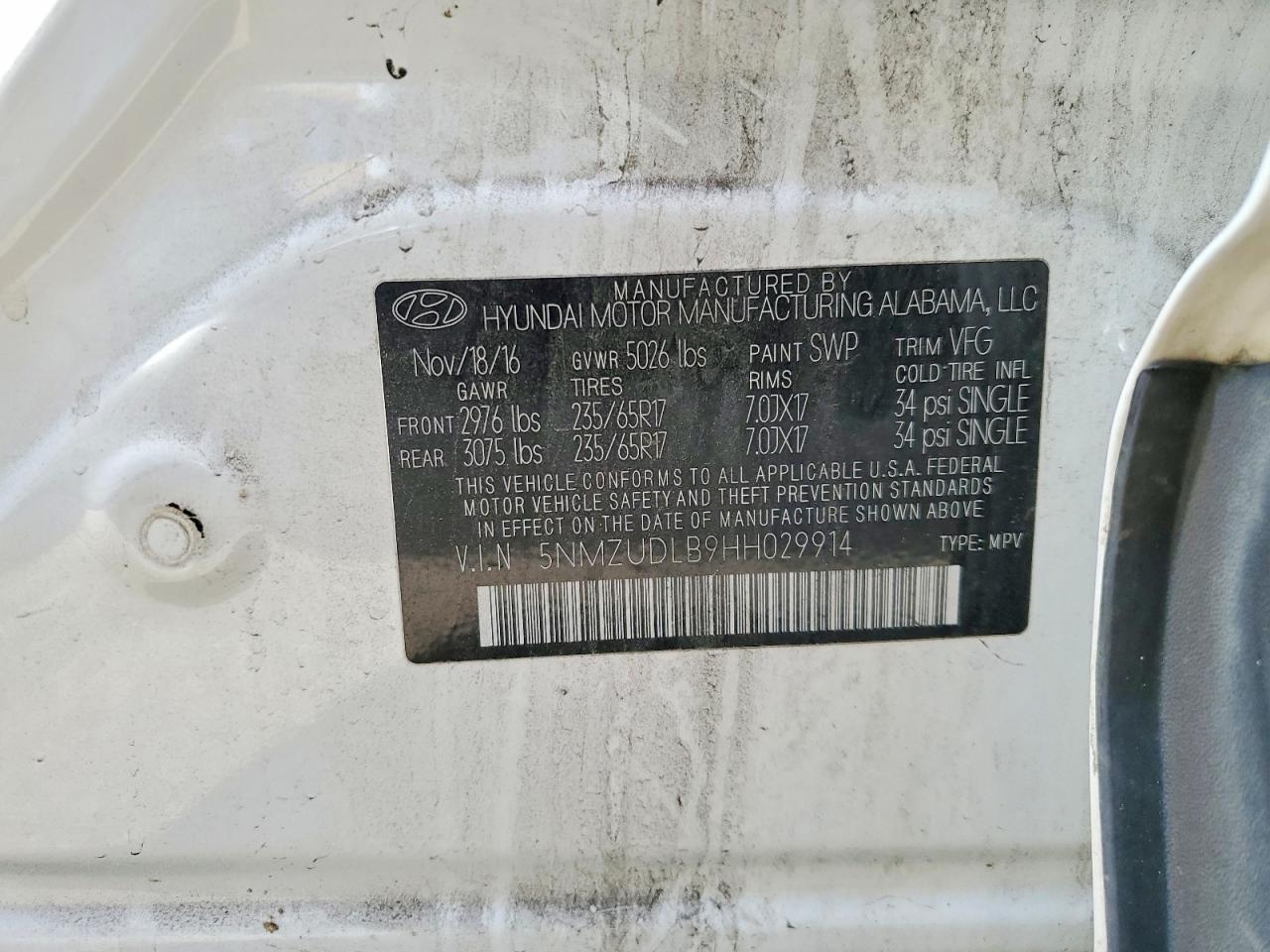 2017 HYUNDAI SANTA FE SPORT 2.4L photo 23