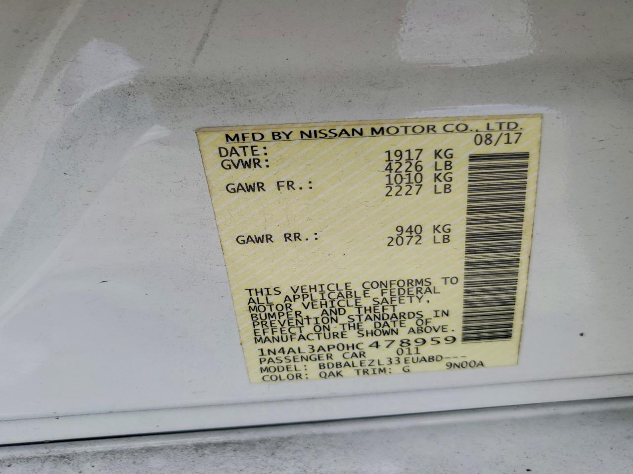 2017 NISSAN ALTIMA 2.5 S photo 23