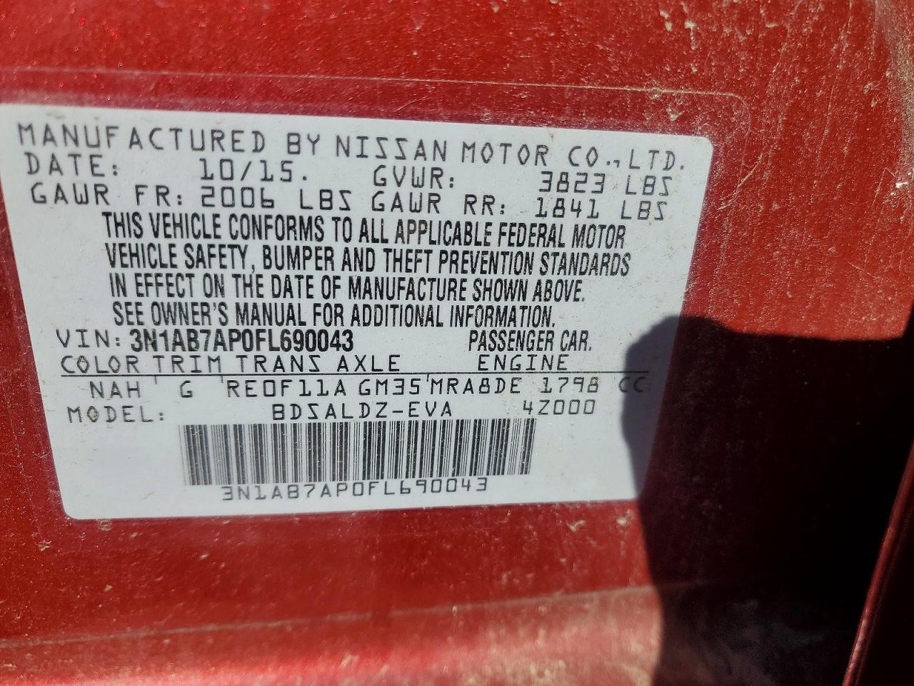 2015 NISSAN SENTRA SV photo 34