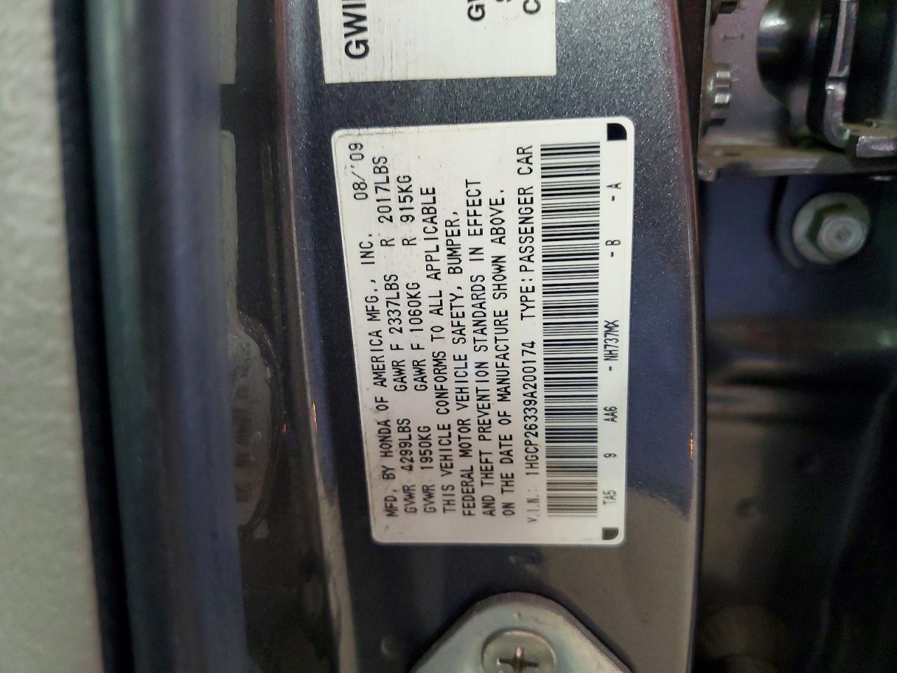 2009 HONDA ACCORD LX photo 23