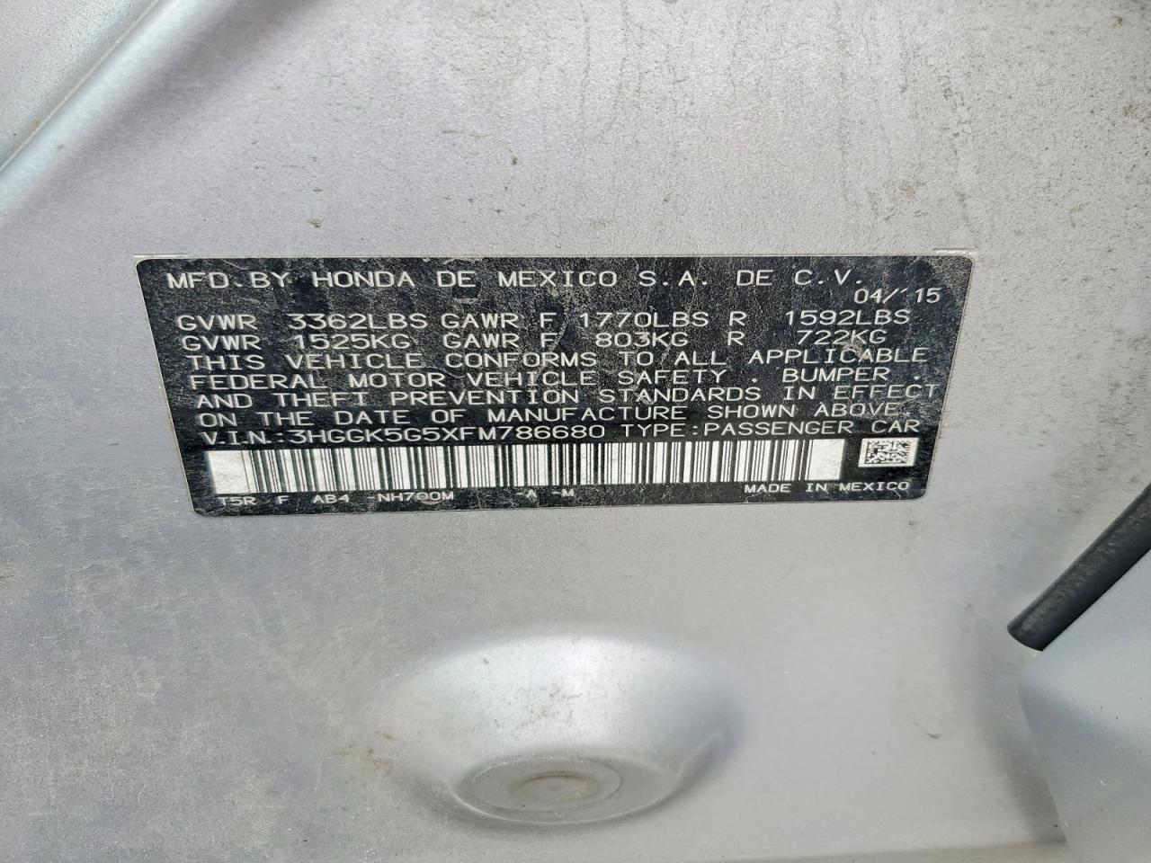 2015 HONDA FIT LX photo 12