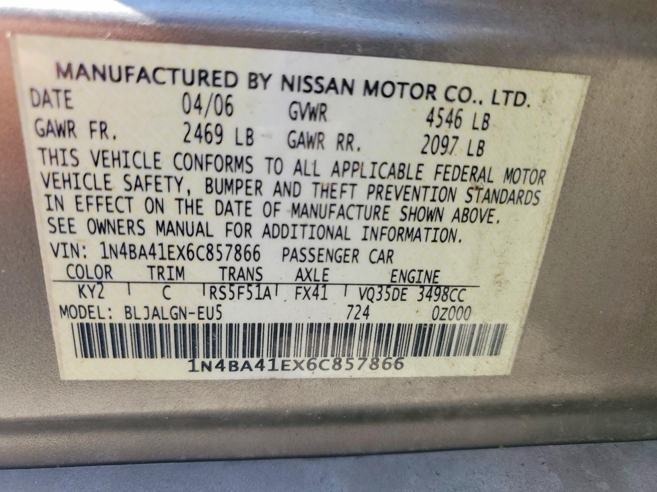 2006 NISSAN MAXIMA photo 23