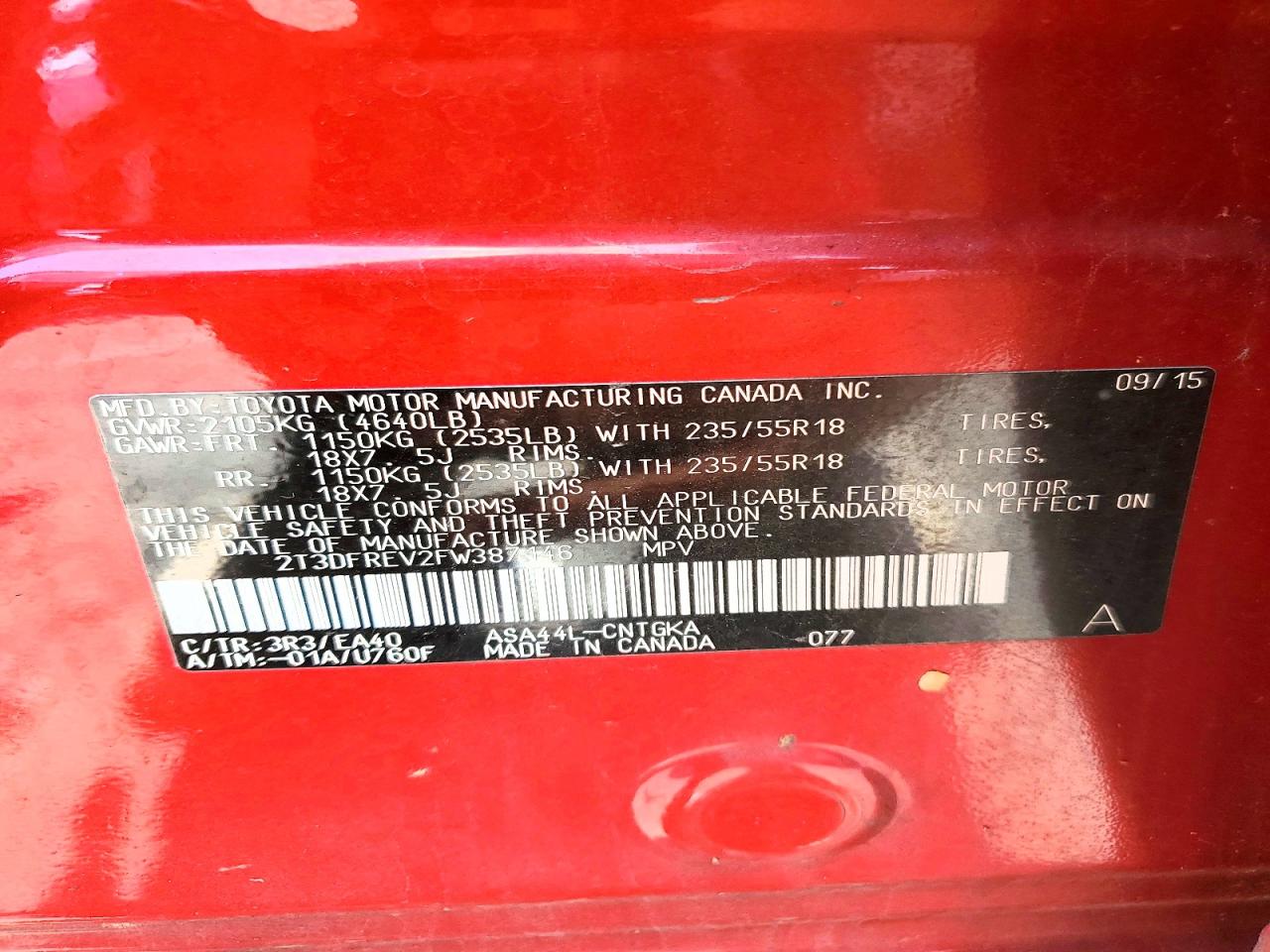 2015 TOYOTA RAV4 LIMITED photo 37