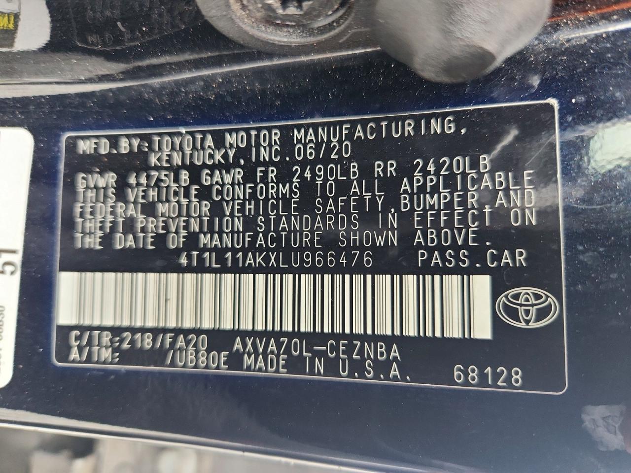 2020 TOYOTA CAMRY LE photo 12