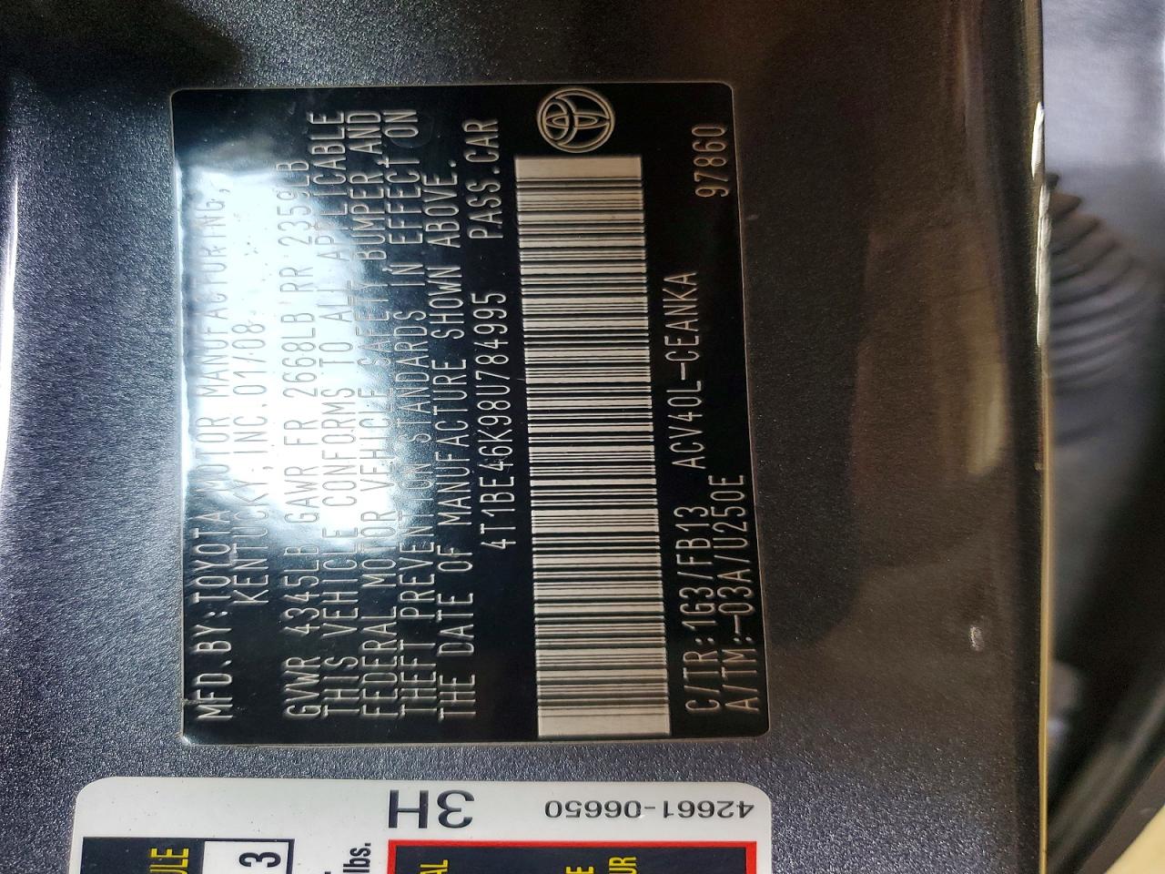 2008 TOYOTA CAMRY LE photo 23