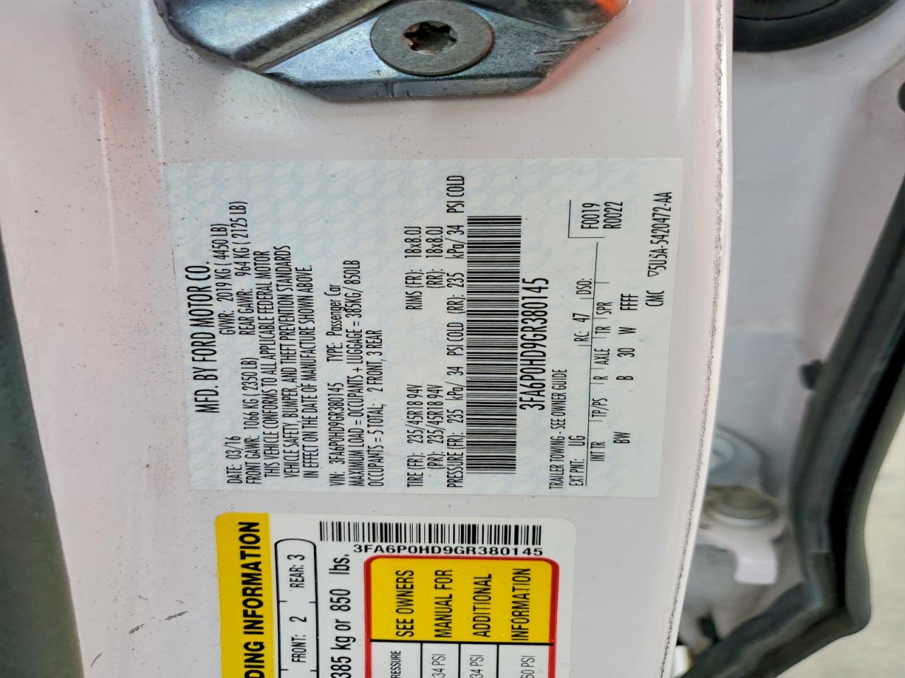 2016 FORD FUSION SE photo 23