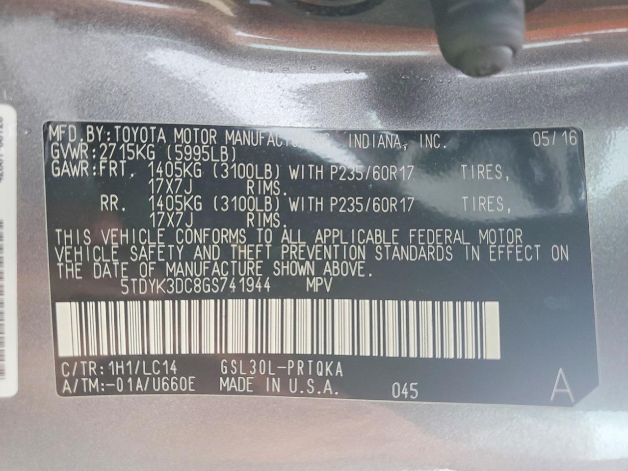 2016 TOYOTA SIENNA XLE 8-PASSENGER photo 14