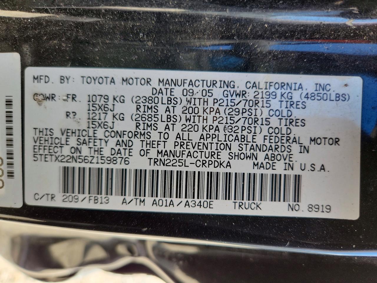2006 TOYOTA TACOMA ACCESS CAB photo 34