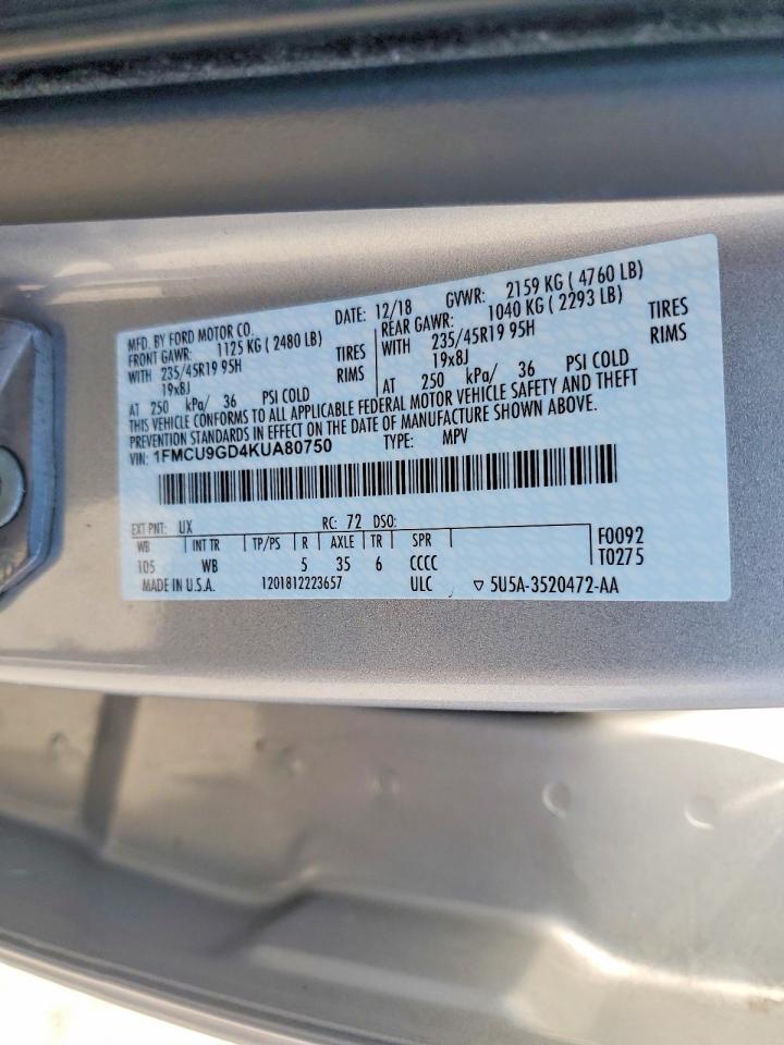 2019 FORD ESCAPE SE photo 40