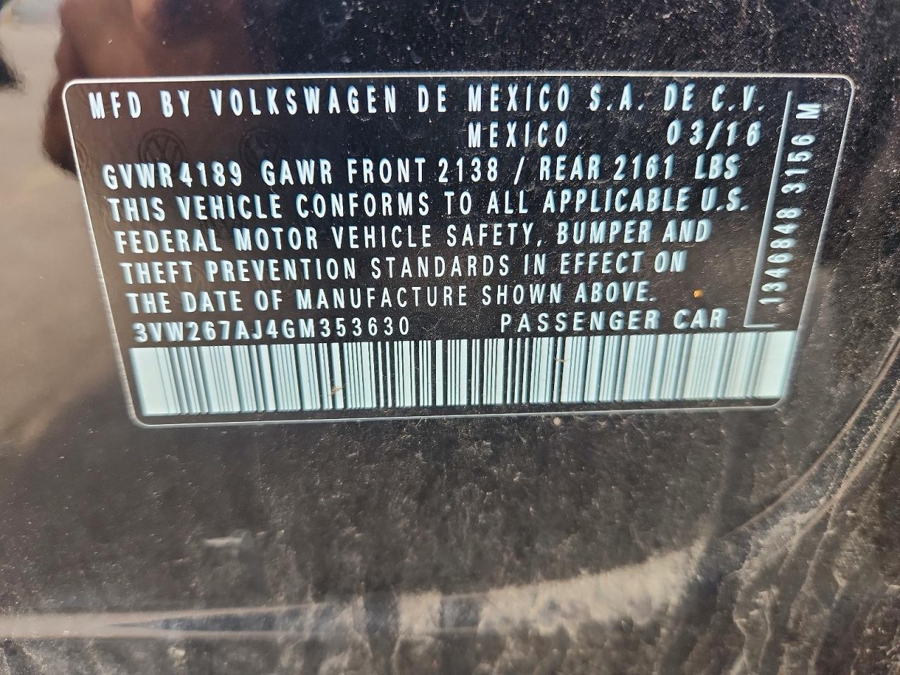 2016 VOLKSWAGEN JETTA S photo 34